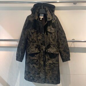 Super Cute Avec Les Filles Microfiber Zip Up Single Breasted Camo Stars Trench